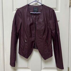 Vegan Leather Jacket - Burgundy